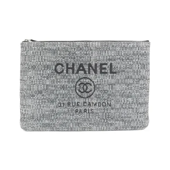 CHANEL Gray Deauville Pouch - Picture 1 of 6